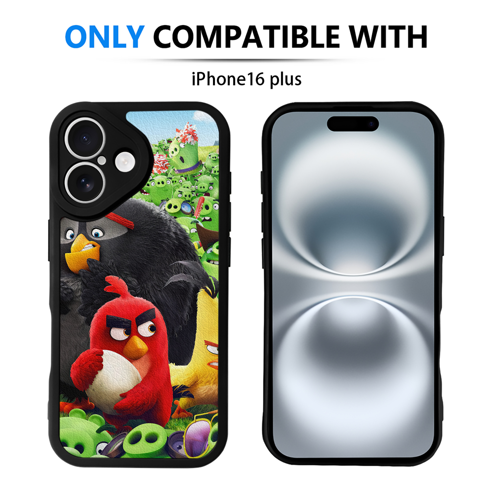 （画像用） Angry Birds アングリーバード 【iPhone 16シリーズ対応】シリコンスマホケース（レザー調） 材質：シリコン
